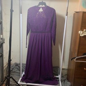 TRUTH & FABLE Women's Bright Violet Maxi Lace A-Line Dress Small NWT
